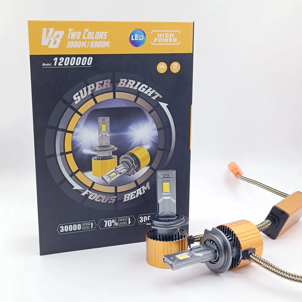 Двухцветная светодиодная лампа H7 H11 H4 для авто