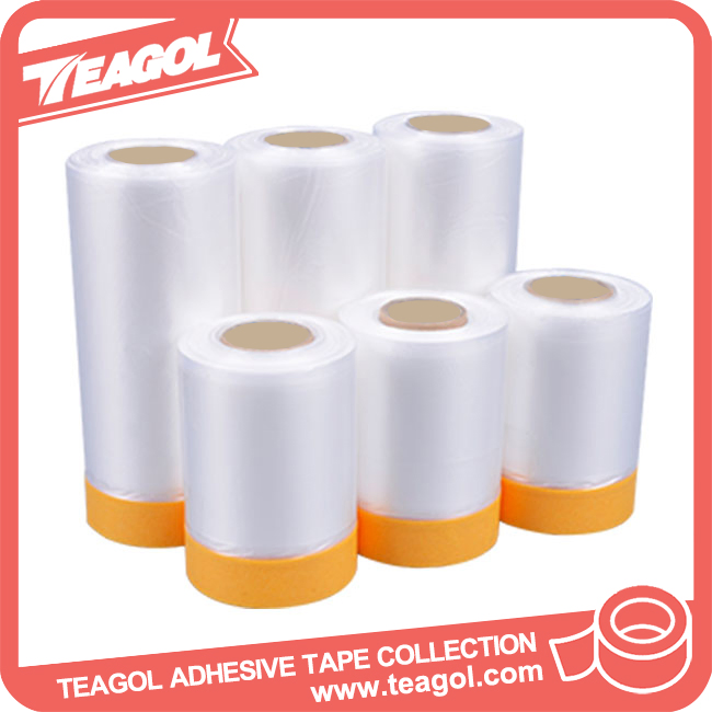 Pre Taped Masking Cover Film and Masking Paper Tape 2700mm/2100mm/1400mm/1100mm/550mm/300mm