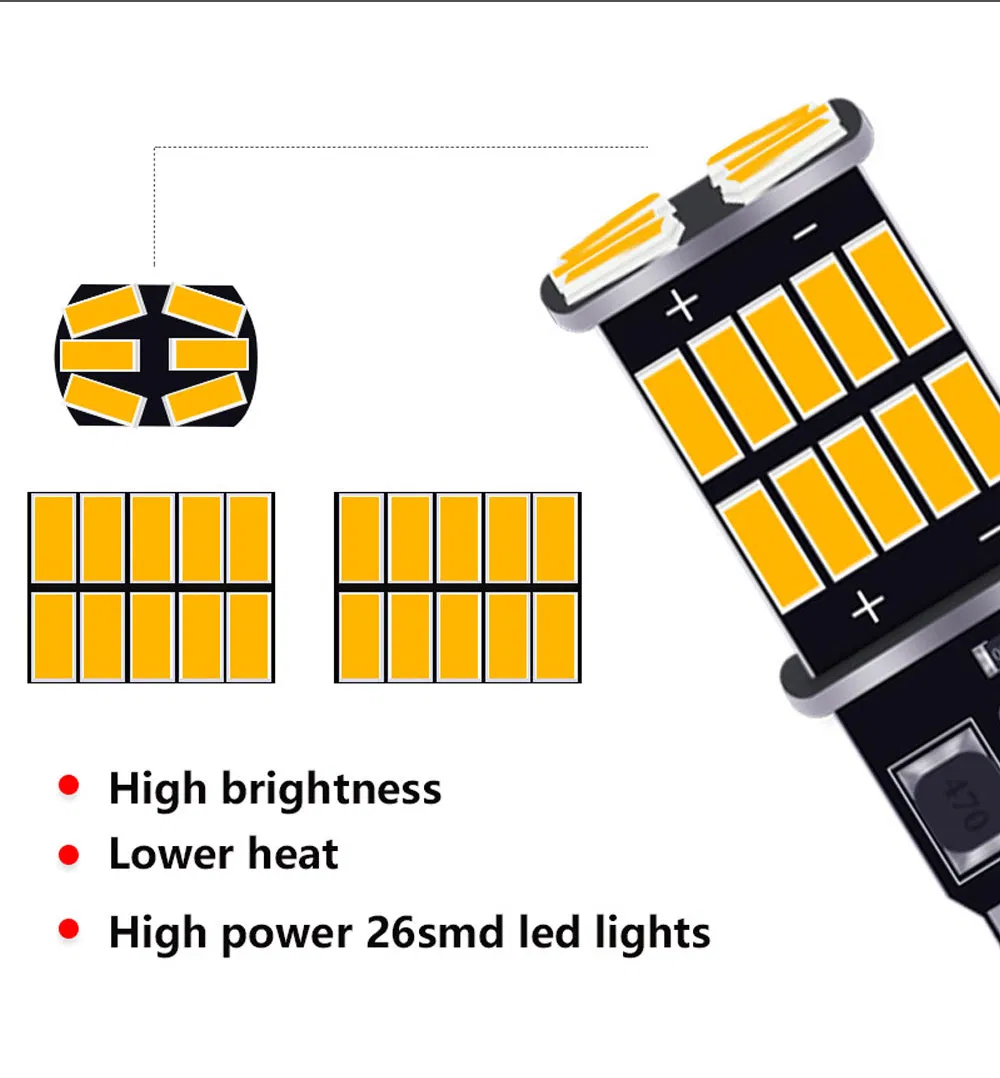 Светодиодная лампа T10 W5W 12V для авто, 26SMD 4014