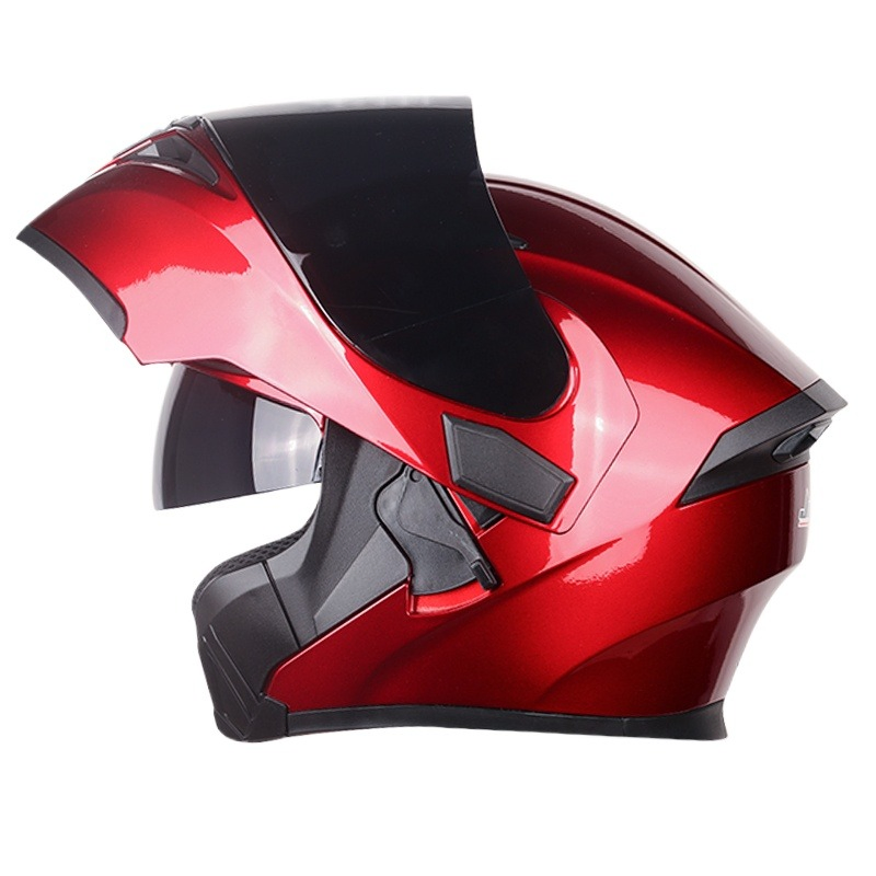 Factory Price Newly Designed ABS Motorcycle Helmet Flip-up Helmet Jk902 Red with DOT and ECE Certifications.