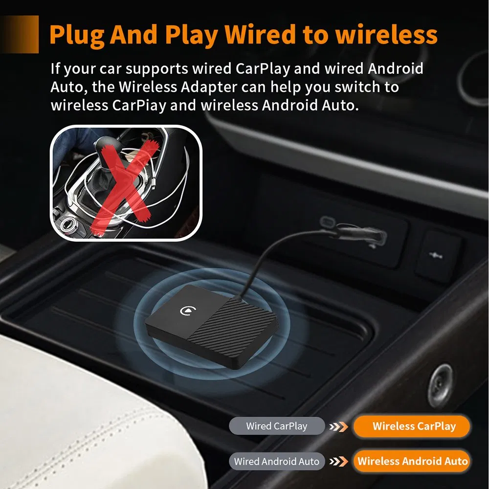 Car Accessory A1 Carplay Android Auto 2 in 1 Wireless Adapter USB-a + Type-C Wired to Wireless Dongle for iPhone / Android