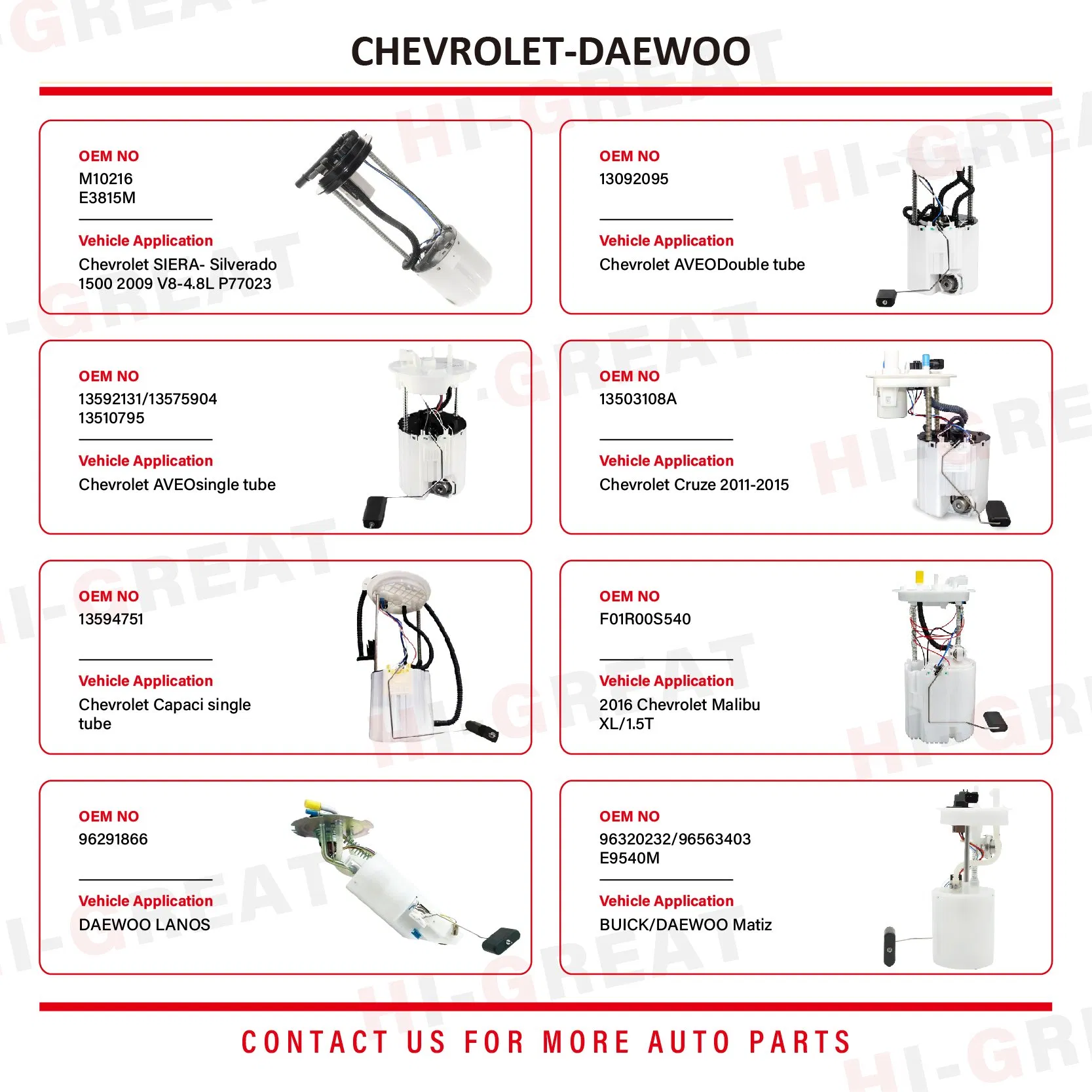 High Quality Auto Part Car Engine Electric Fuel Pump Assembly for Toyota Hyundai KIA Nissan Honda Mitsubishi Chevrolet Mazda Peugeot VW