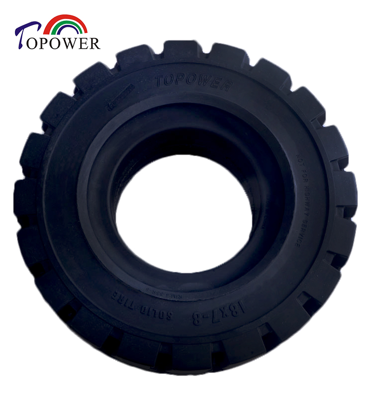 Topower Non Marking Solid Rubber Tyres 18X7-8 21X8-9 23X9-10 27X10-12 28X9-15 for Forklift Genie Jlg Snorkel