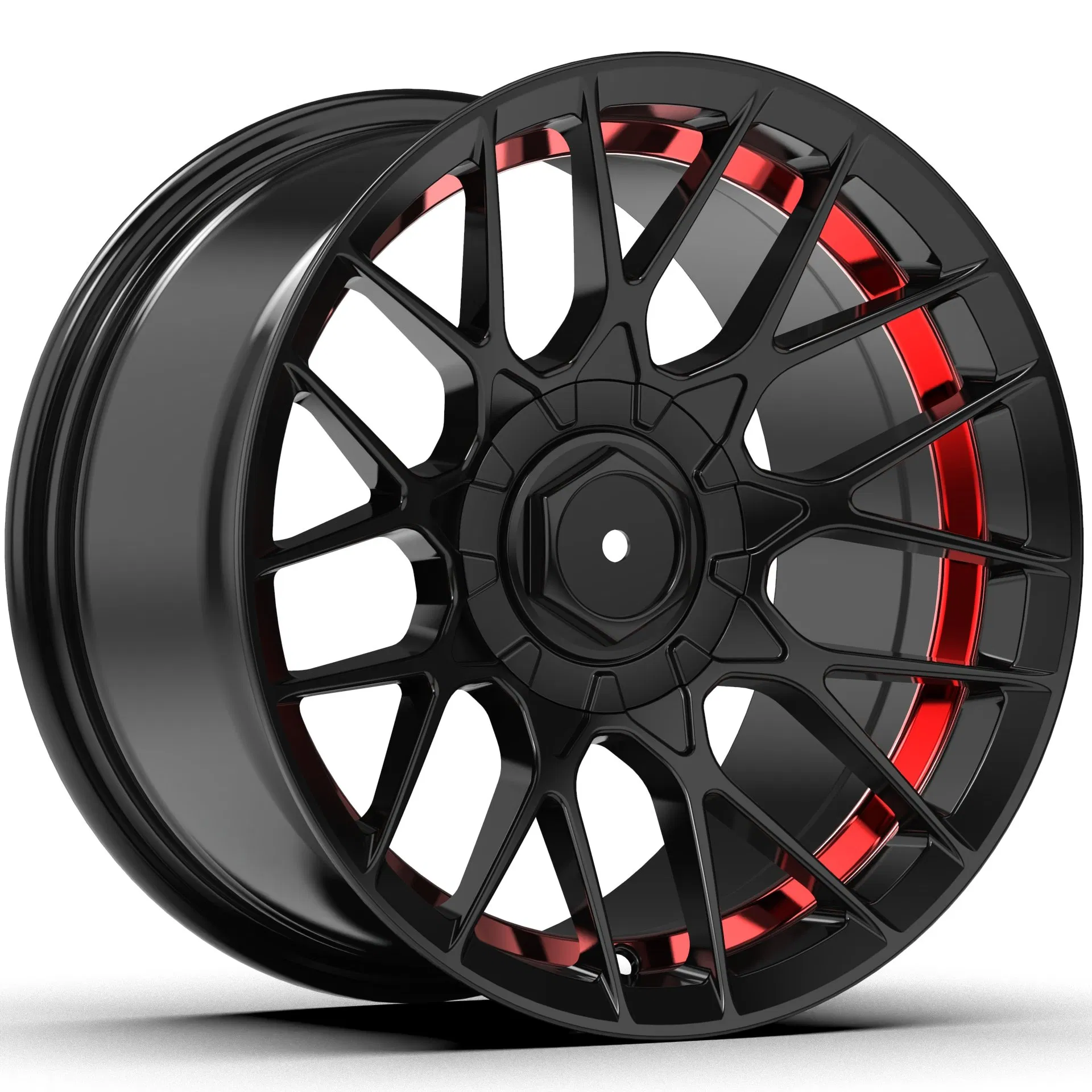 Литые диски Hengder 9006 Black Machine с красной/синей полосой