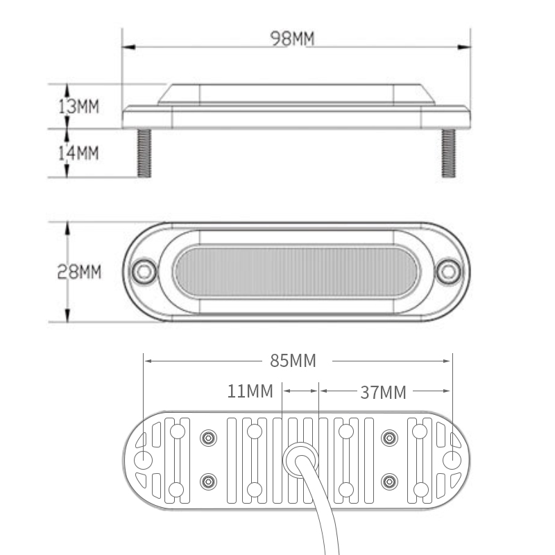 12-30V 4 Inch LED Side Marker Light for Truck Trailer Ship Boat Car Tractor Harvester Reaper Mower Position Indicator Lamp