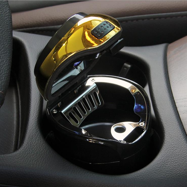 New Flip Car Ashtray LED with Light Outlet Stainless Steel