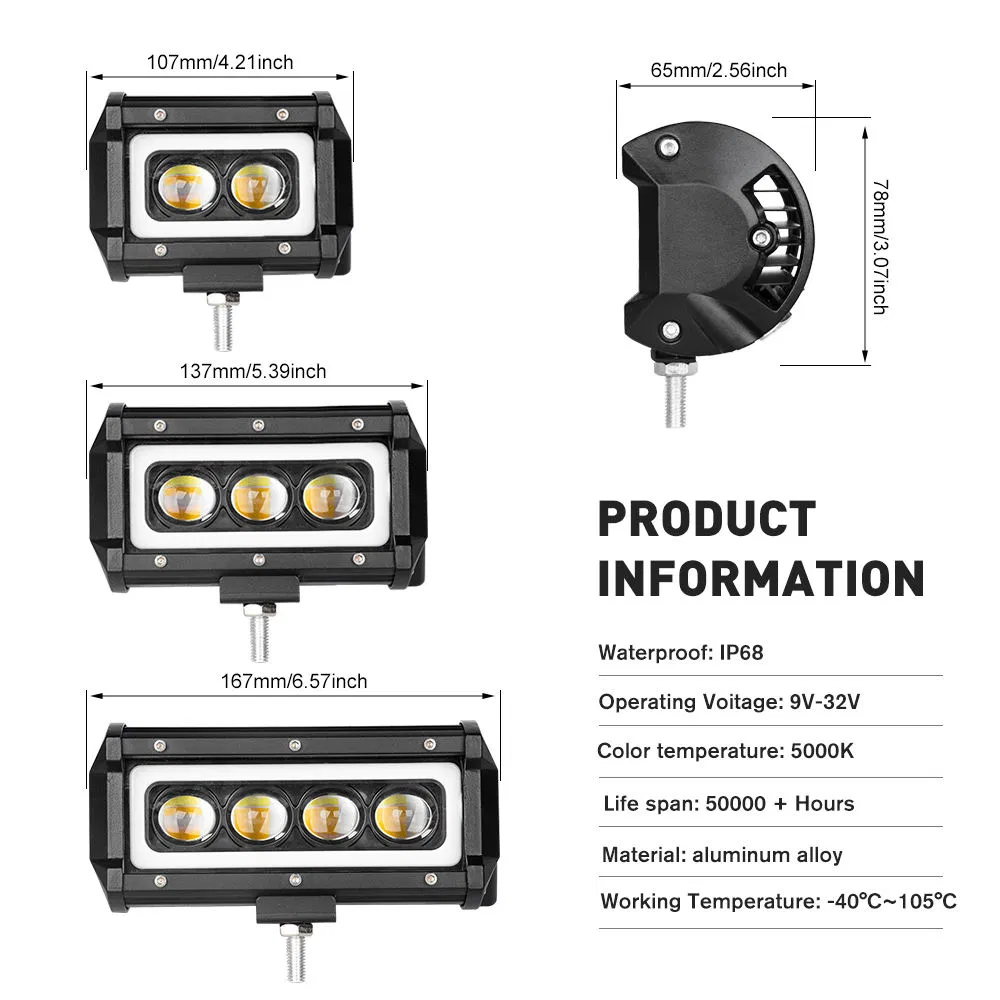 Bkr 4X4 Tractor Truck Boat 4WD All Terrain Vehicle Ultra Slim 6D Optical Lens Long Range Beam Single Row Combo Auto LED Light Bar