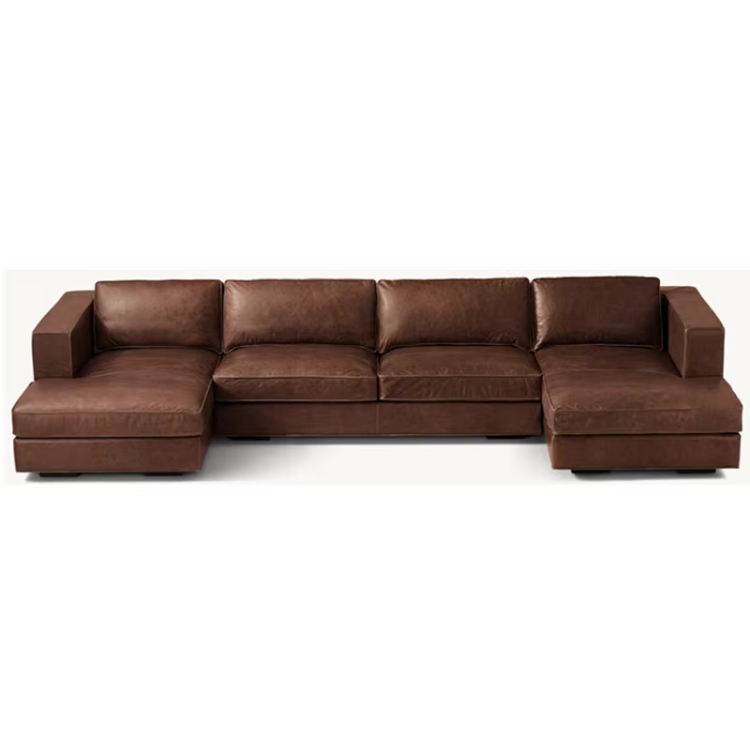 Современная классическая мебель для гостиной из натуральной кожи U-Chaise