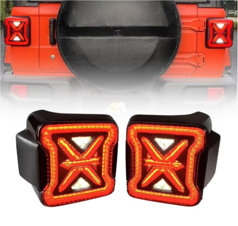 12V European Us Type Smoke Lens LED Tail Light for Jeep Wrangler Jl 2018+ DRL Turn Signal Rear Brake Reverse Lamps