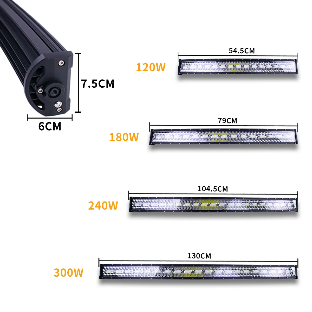 Three Rows of Second-Generation Car Modification LED Curved Light Strips, Outdoor Work Lights