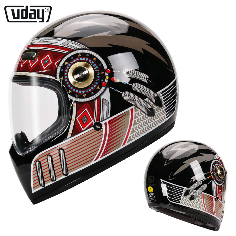 Motorcycle Retro Full Face Helmets Fiberglass Shell Bicycle Helmet