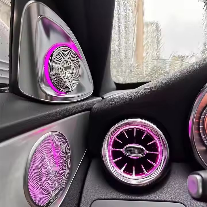 Mercedes New a-Class W177 Car Ambient Light Kit 4D Rotating Tweeter 64 Color Door Speaker Interior LED Headlights