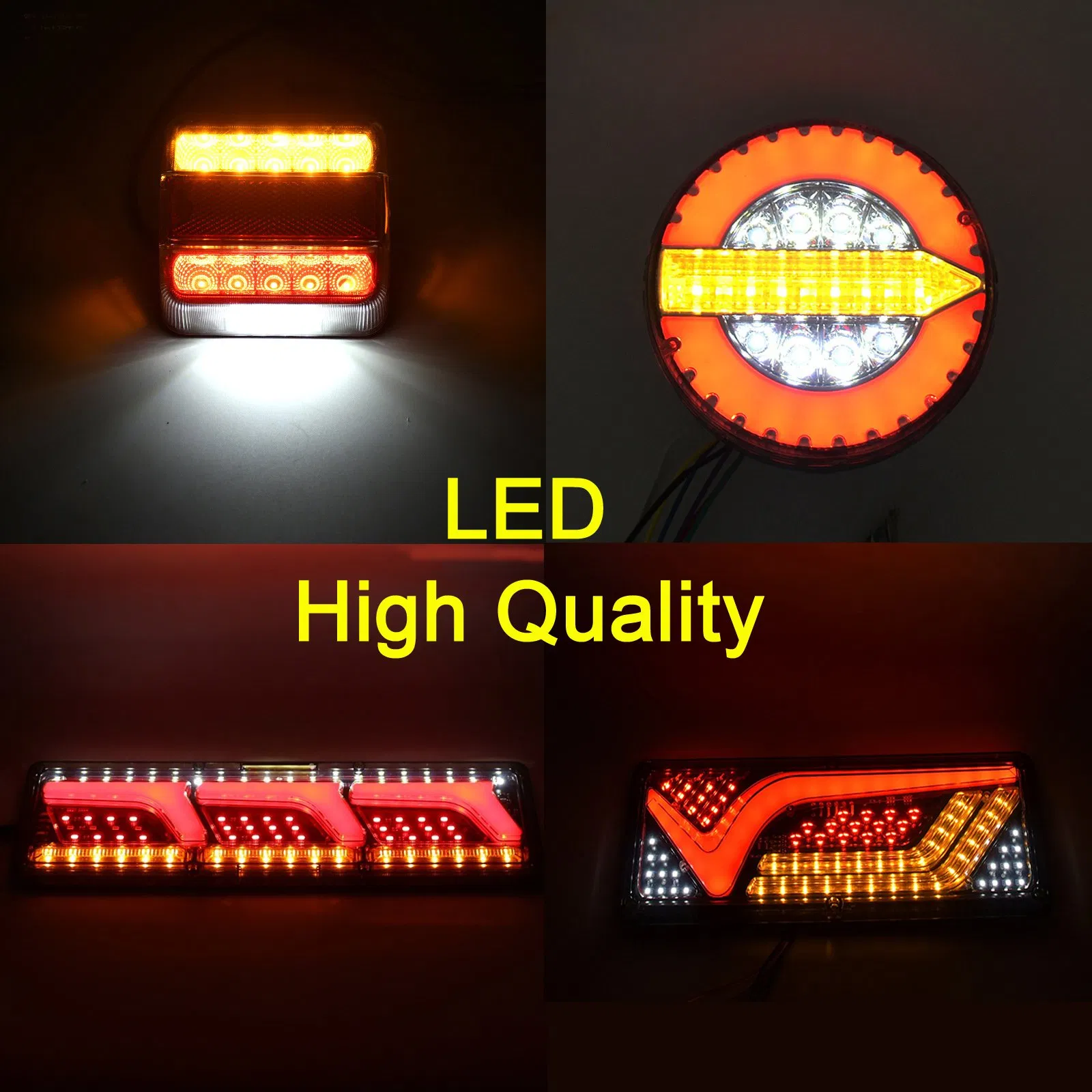 6 Inch Oval Arrow Turn Signal Lights Brake Side Marker Lamp LED Tail Lights for Truck Trailer Bus Dump Truck