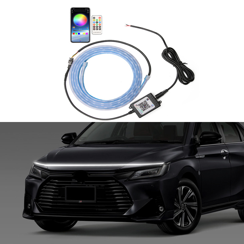 150cm 180cm RGB APP Car Hood Decorative Flexible Strip Light High Bright Car LED Hood Light