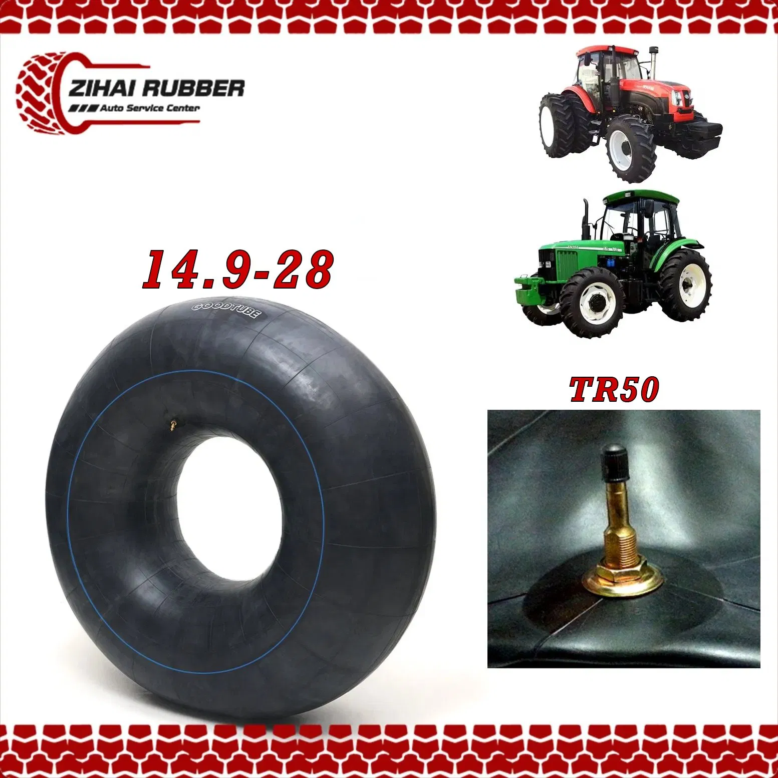 14.9-28 Butyl Rubber Agricultural Implement Tractor Trailer Tires Spare Parts Tr50 Valve Auto Accessories Heavy-Duty Good Air Retention OEM Tyre Inner Tube