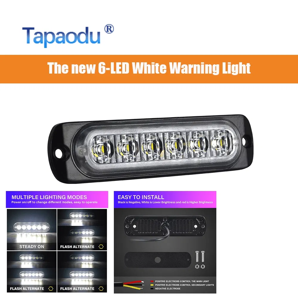 6-LED White Safety Light - 500m Beam, IP67, Waterproof Connector, for Mining Equipment