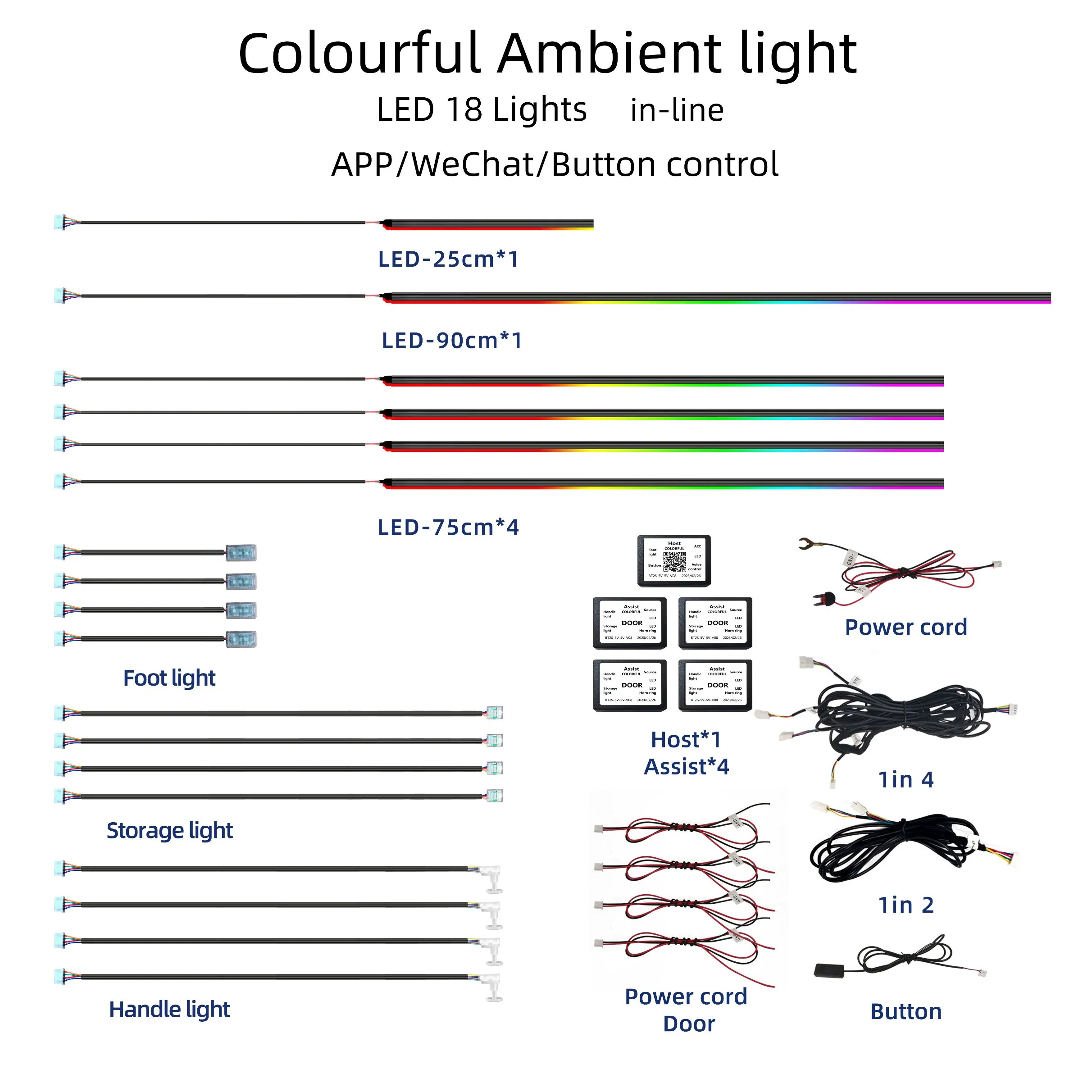 Светодиодная подсветка салона автомобиля Tk-Yb, 64 цвета
