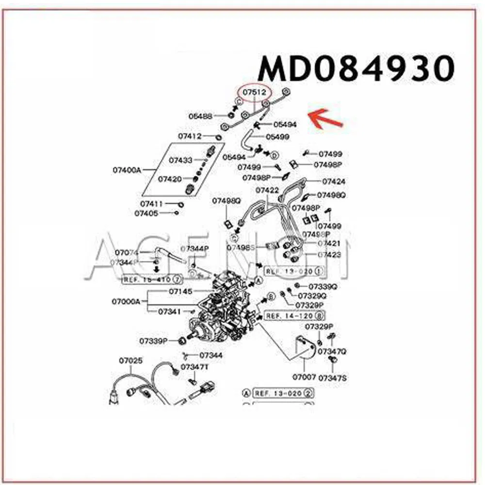 Трубка обратной подачи масла MD084930 для Mitsubishi 4D56 4D55