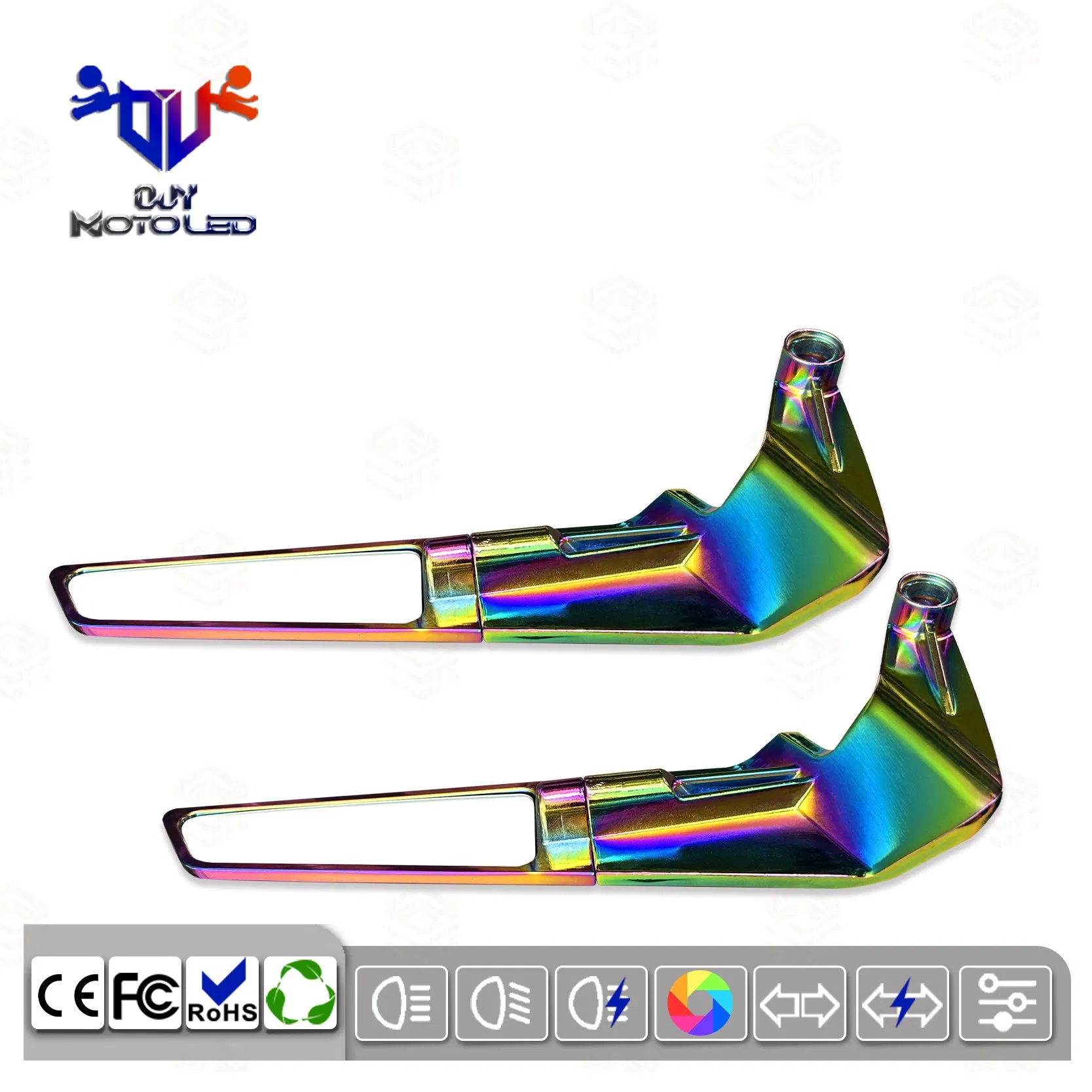 Universal Rainbow Colored Small Rearview Mirror Accessories for Motorcycles
