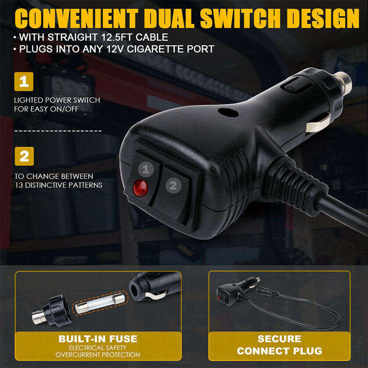 Flashing 78 LEDs Vehicle Magnetic Amber White Emergency LED Strobe Bar Lights