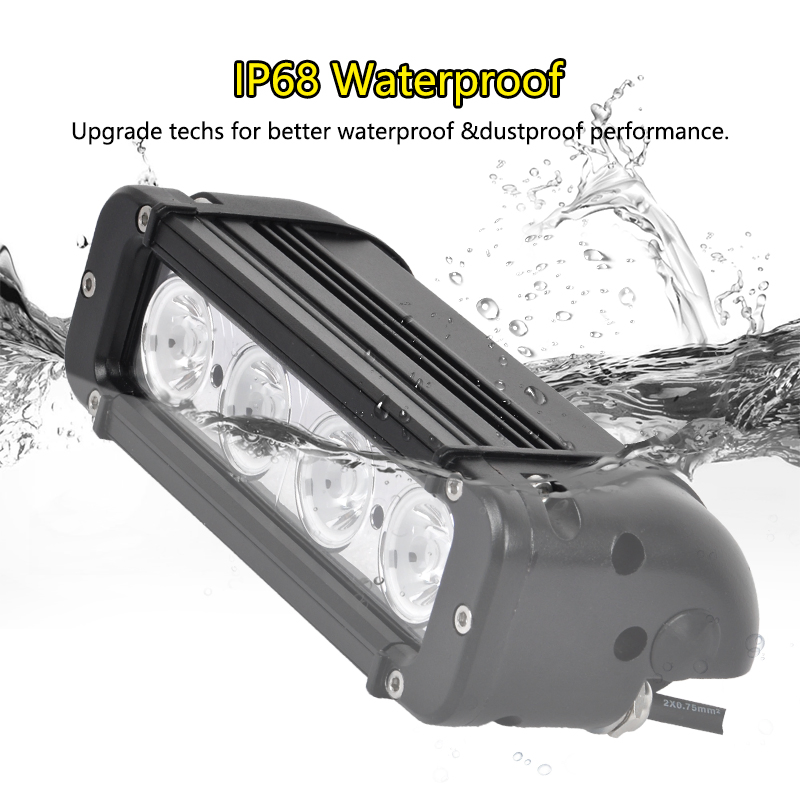 8 Inch Energy-Efficient Single Row Work Lamp Waterproof Light Bar