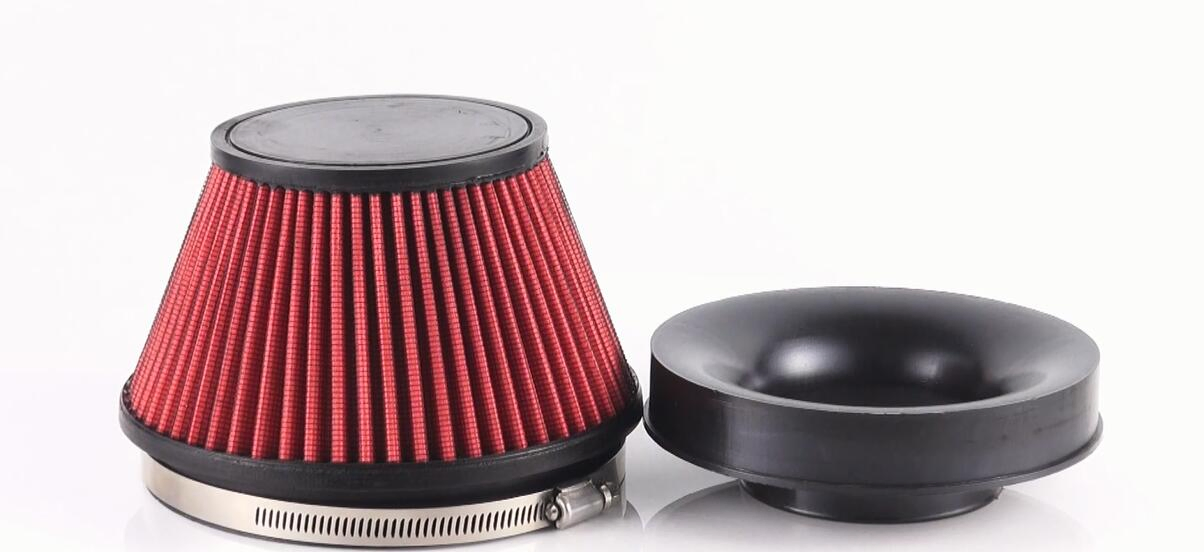 102mm Height Red Car Air Filter Intake with Velocity Stack 3''/3.5''/4'' Universal