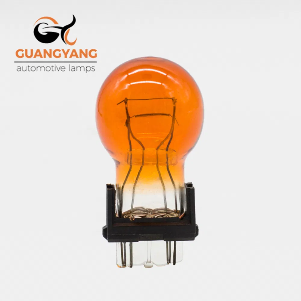 Лампа автомобильная 3057 12V 27/7W янтарная для стоп-сигнала