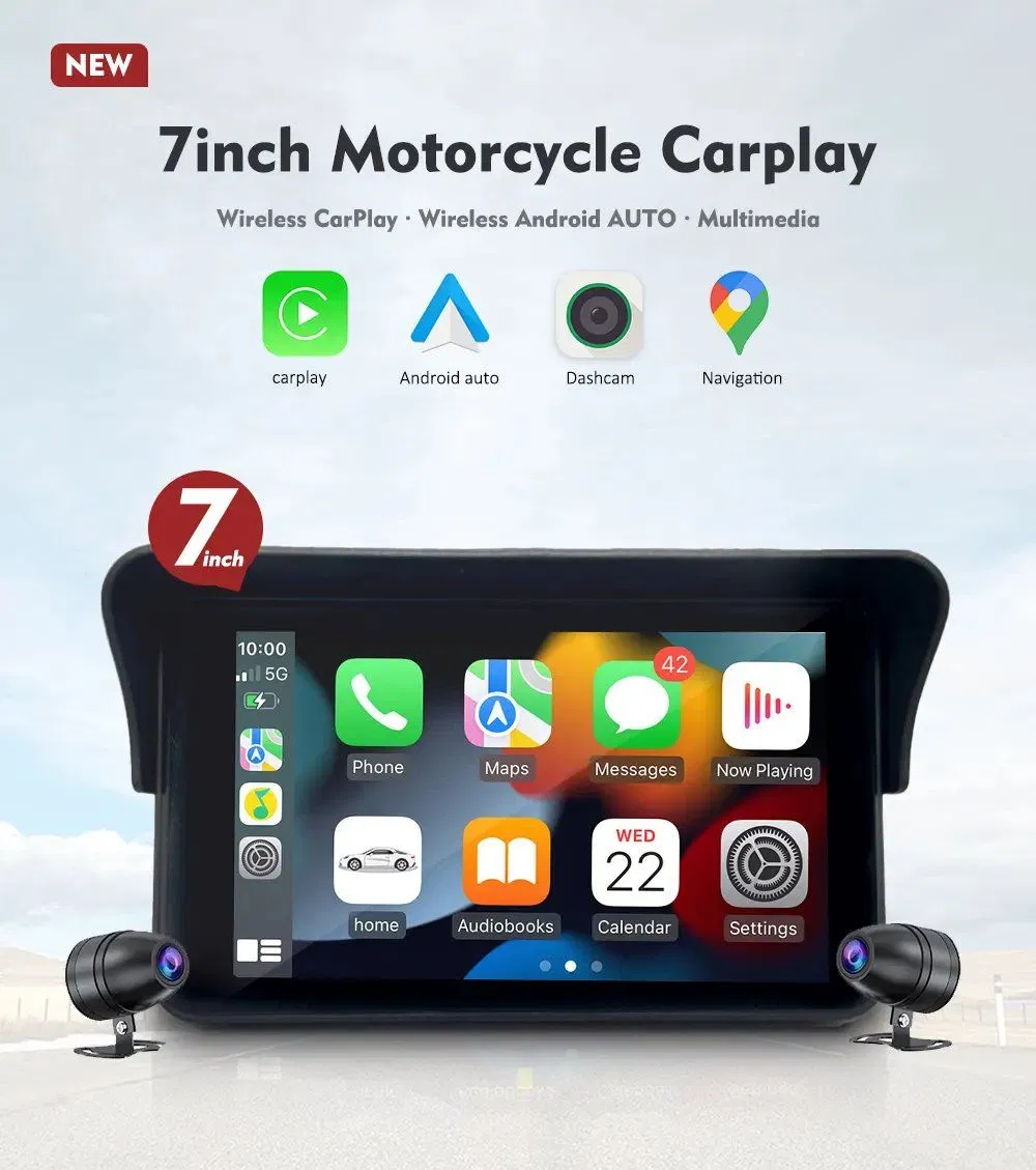 7-дюймовый монитор для мотоцикла с CarPlay и Android Auto