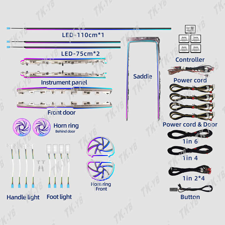 Светодиодная подсветка салона для Tesla Model 3/Y, 64 цвета