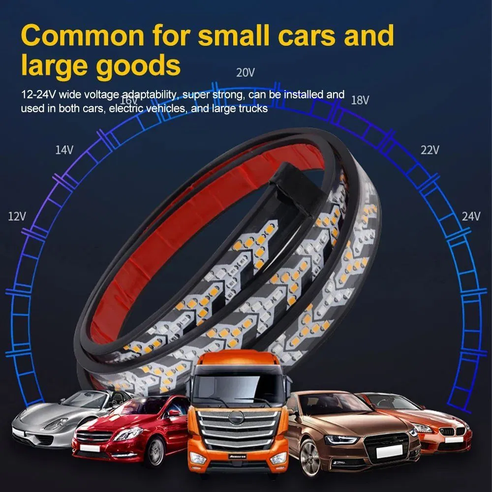 Светодиодная лента для авто, красная+янтарная, 1.2м/1.5м