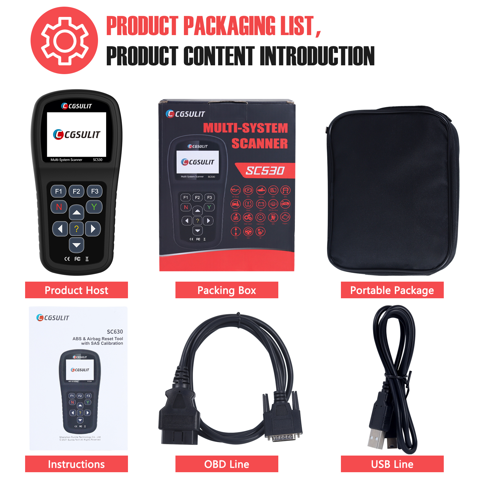 Ancel X6 OBD2 Scanner CGSULIT SC530 Automotive Diagnostic Tool