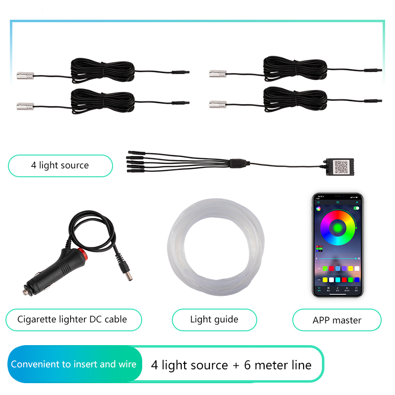 Универсальная светодиодная подсветка салона автомобиля, 64 цвета