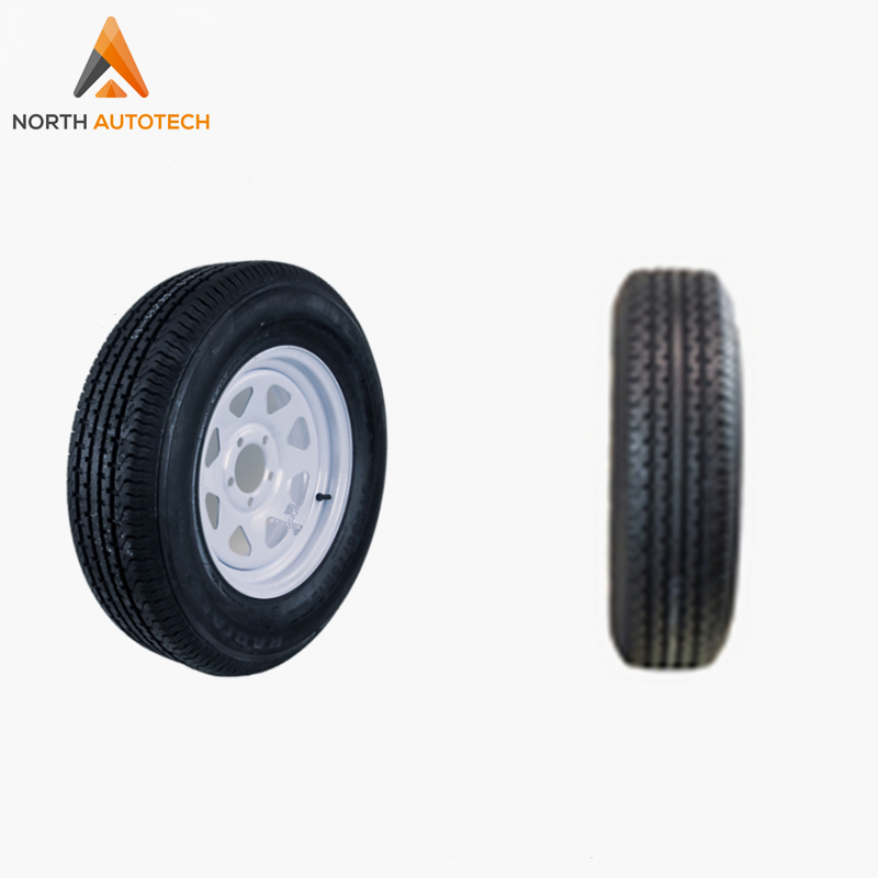 St175/80r13 6-Ply Radial Tire on White Spoke Wheel 5X4.5" Tyre Rim Assembly