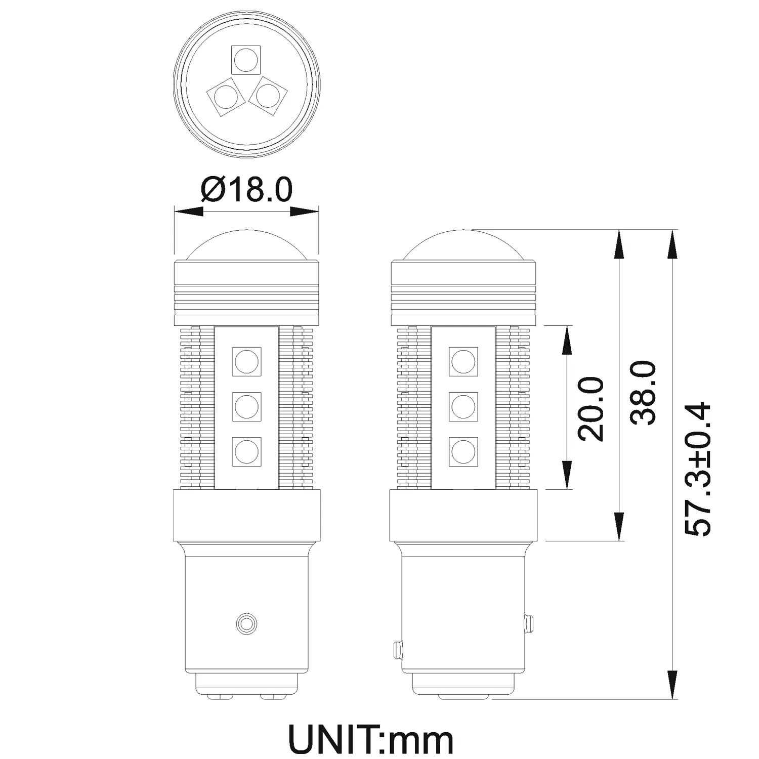 Светодиодный стоп-сигнал Bay15D для авто