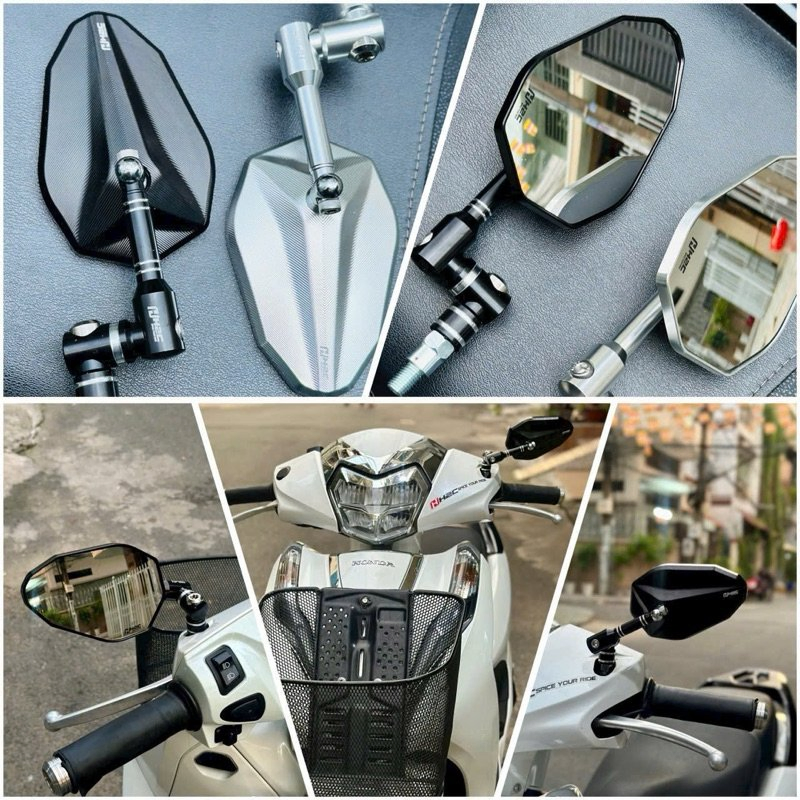 H2c Universal Adjustable Side Rearview Mirror for Motorcycles Bikes