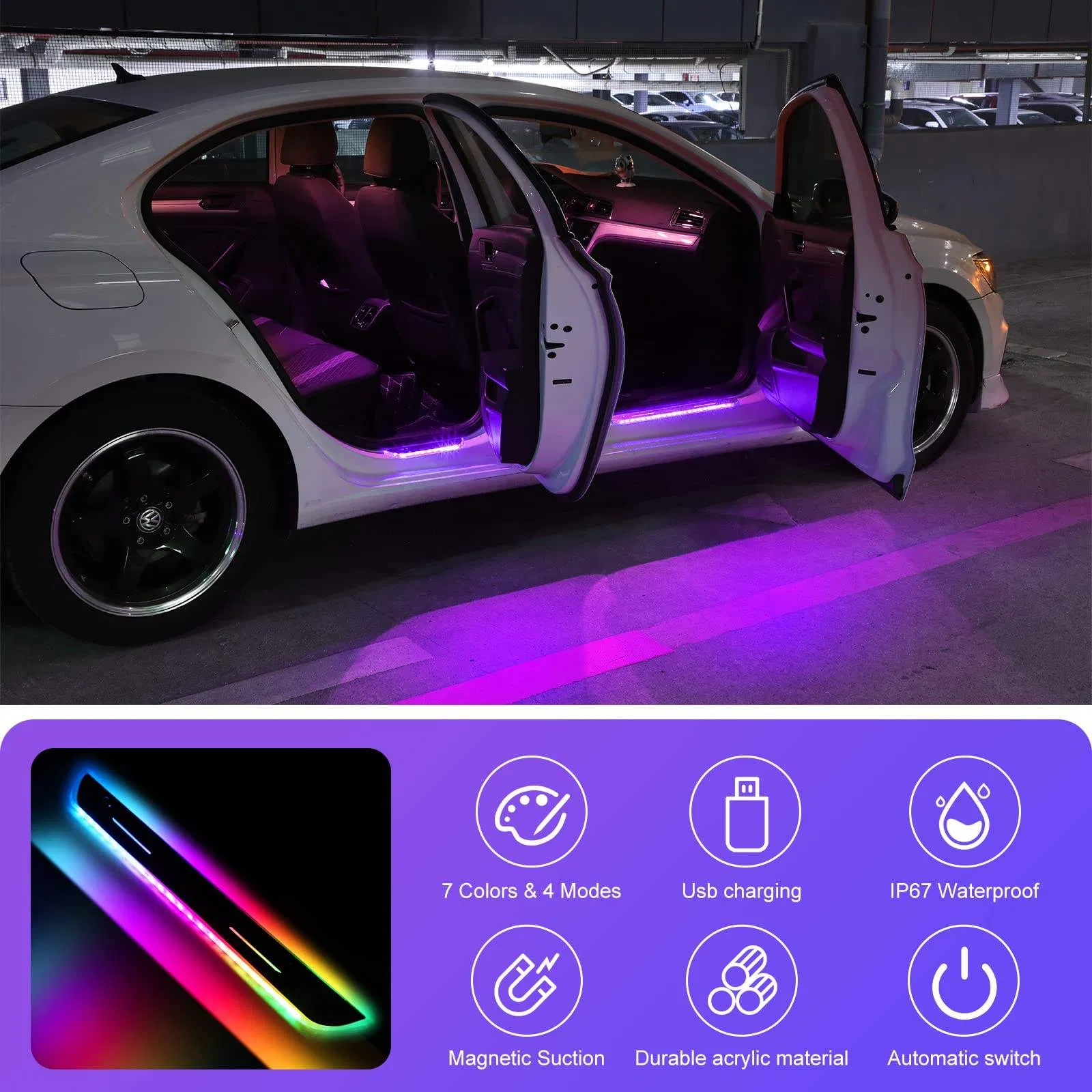 Светодиодная подсветка порогов автомобиля с логотипом