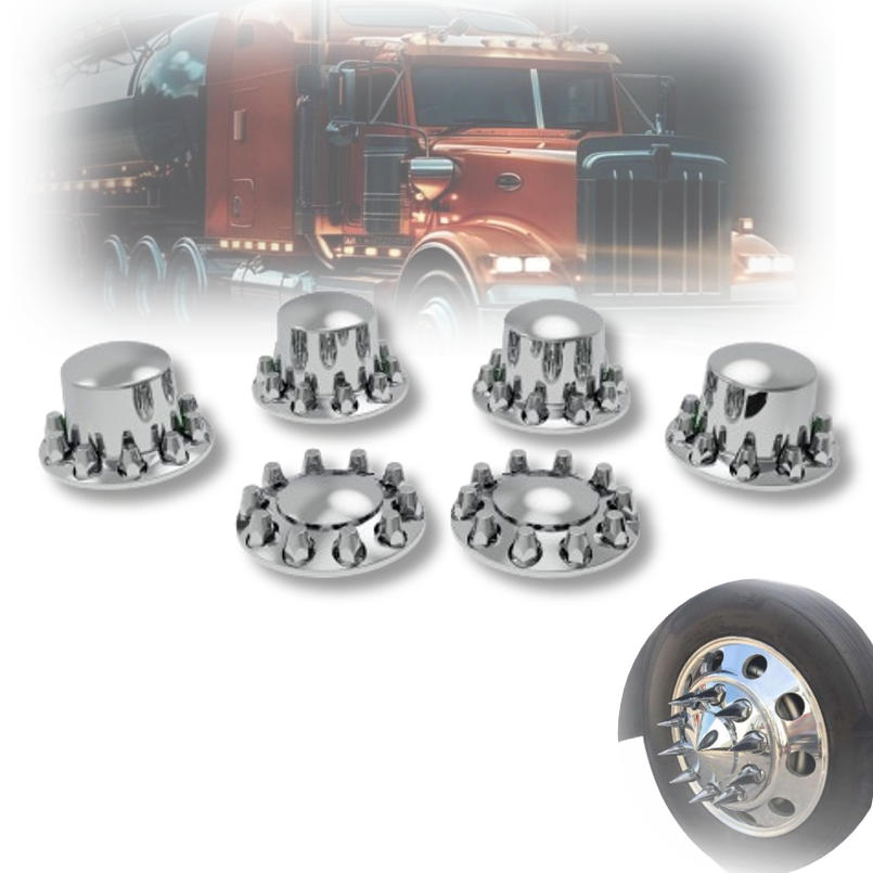 Axle Wheel Covers with 33mm Thread-on Lug Nuts for Truck Trailer Bus