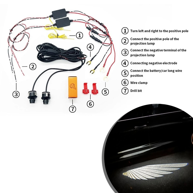 Проектор-призрак и свет ангельских крыльев 12В для авто