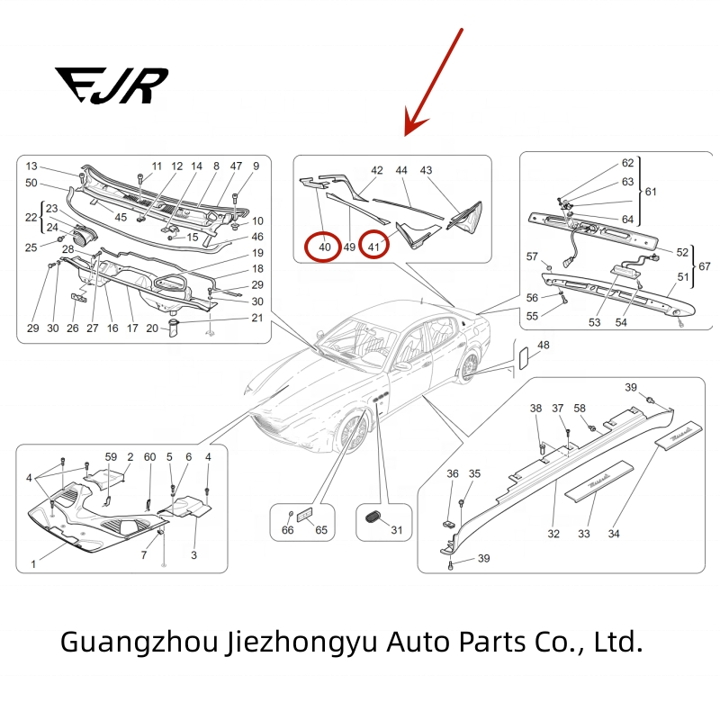Auto Parts 68473900 / 68474000 Guide The Inner Cover of The Cable Guide Rail for Maserati Quattroporte M139 Car Parts
