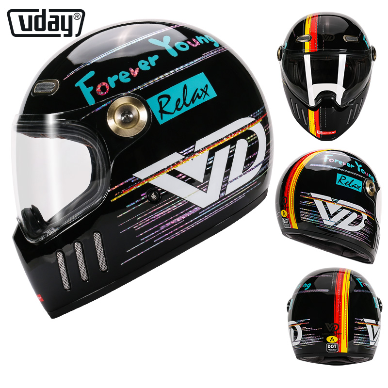 Motorcycle Retro Full Face Helmets Fiberglass Shell Bicycle Helmet