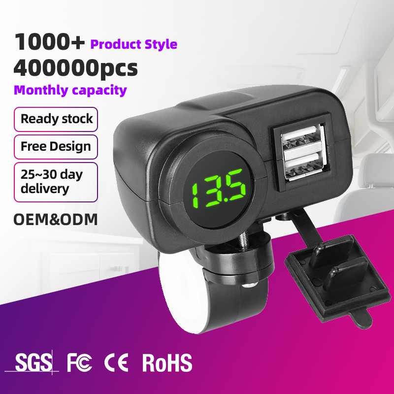 USB-зарядка для мотоцикла с дисплеем напряжения 12V/24V