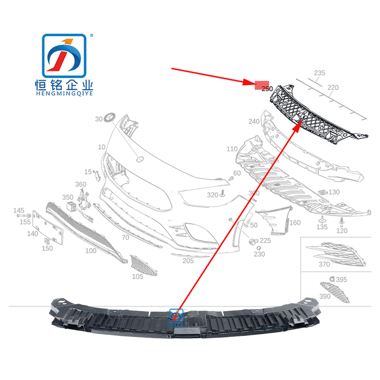 High Quality Glb Class W247 Center Basic for Front Bumper Bracket 2478856500