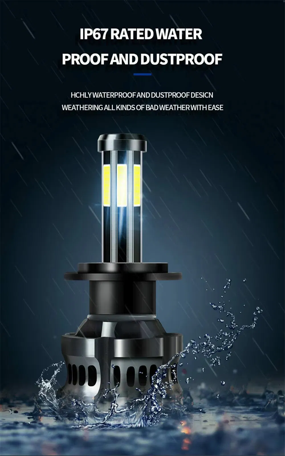 Auto Lighting System 8 Sides COB Chips LED Car Light LED Headlight LED Bulb 100W 12000lm H11 H7 H4 9005 9006 3000K 6000K 8000K Luces LED Work Light