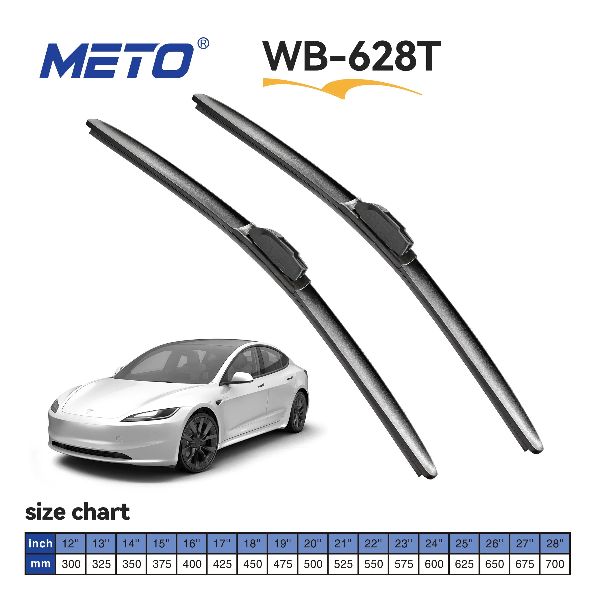 Xiamen Meto Multi-Adapters Auto Car Front Soft Flat Universal Windshield Wiper Blade 18 Adapters