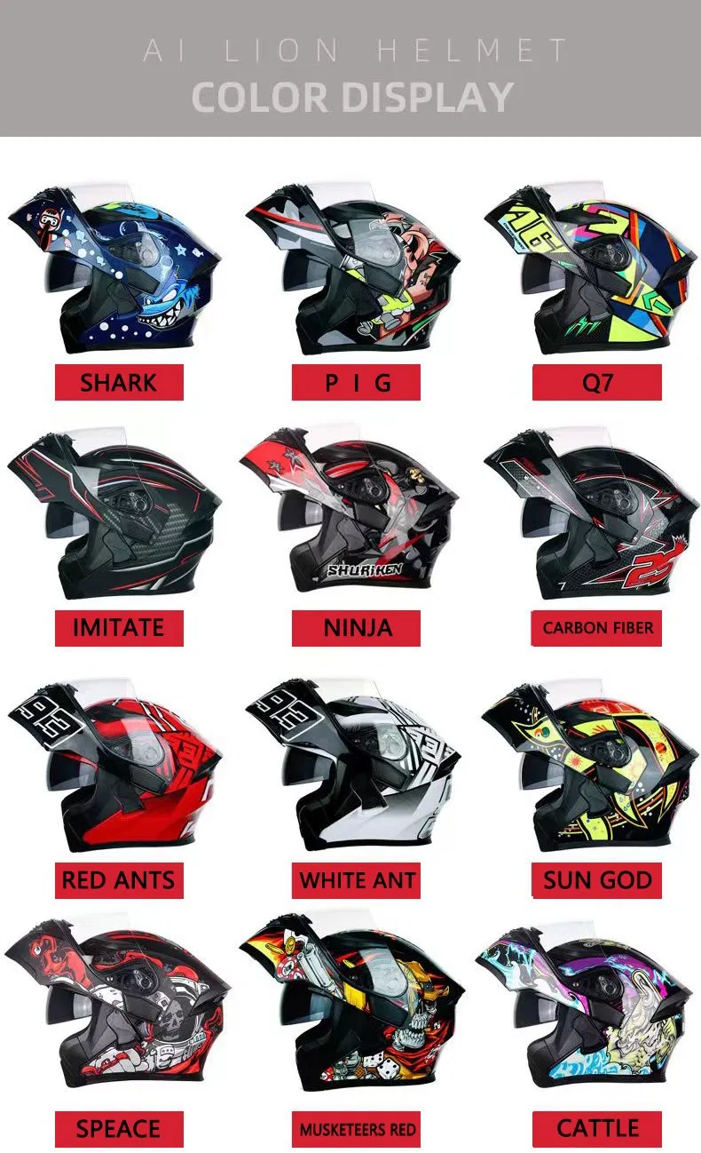 Factory Price Newly Designed ABS Motorcycle Helmet Flip-up Helmet Jk902 Red with DOT and ECE Certifications.