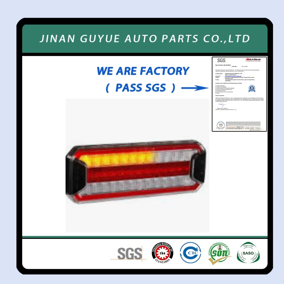 Rear LED Tail Light Used in Truck Spare Parts Hino International Freightliner Isuzu Ford Actros Mack Kw