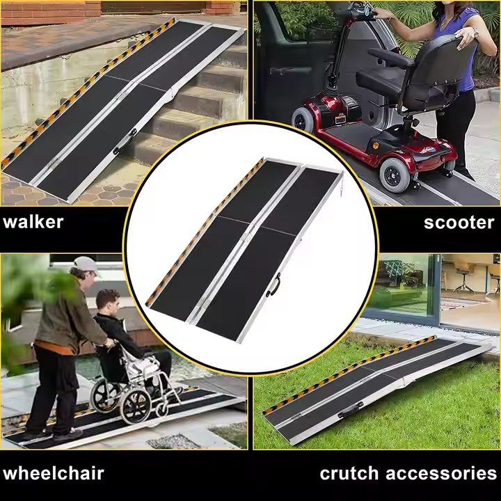 Aluminum Manual Folding Wheelchair Ramp 270kg Capacity for Disabled Users