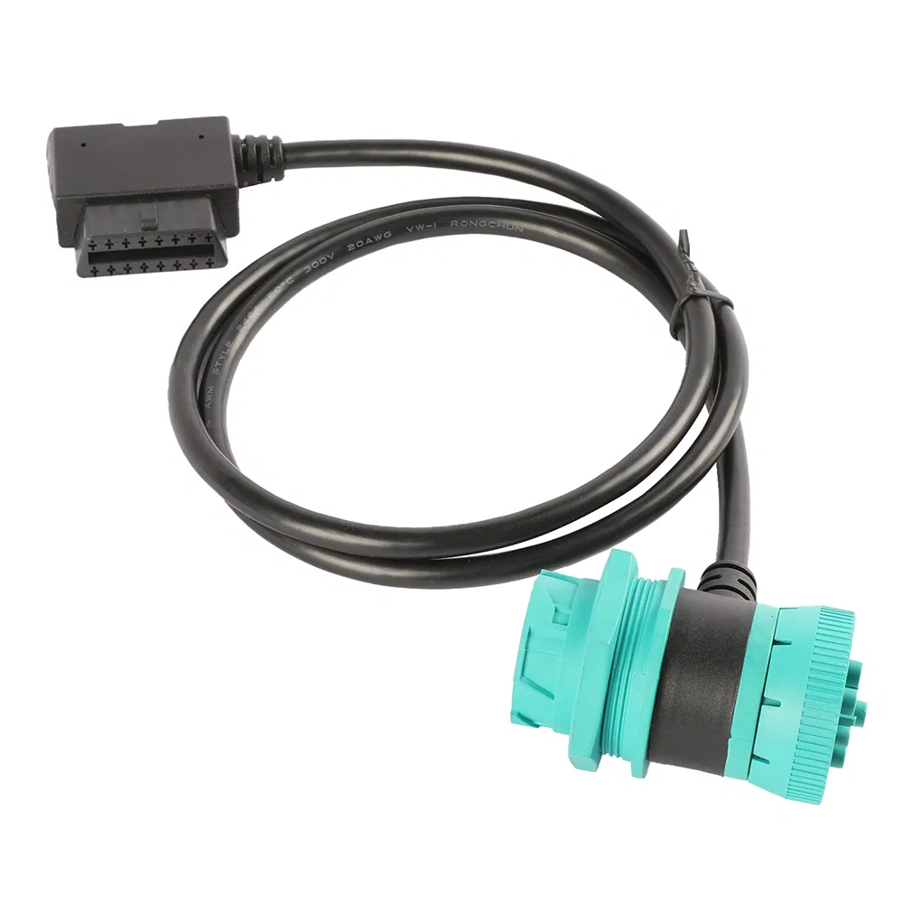 Custom J1939 9p Dual Headed to OBD2 Female Riht Angled Split Eld Cable
