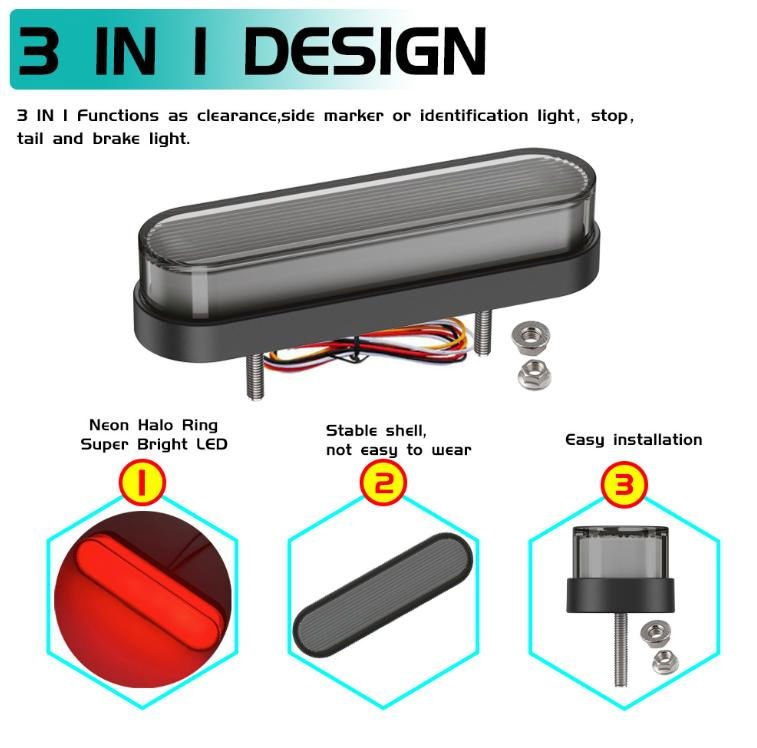 34 PCS DC 10~30V LED Car Turn Signal Tail Light for Road Traffic Waterproof Flowing Reverse Brake Stop Turn Rear Signal Trailer Light
