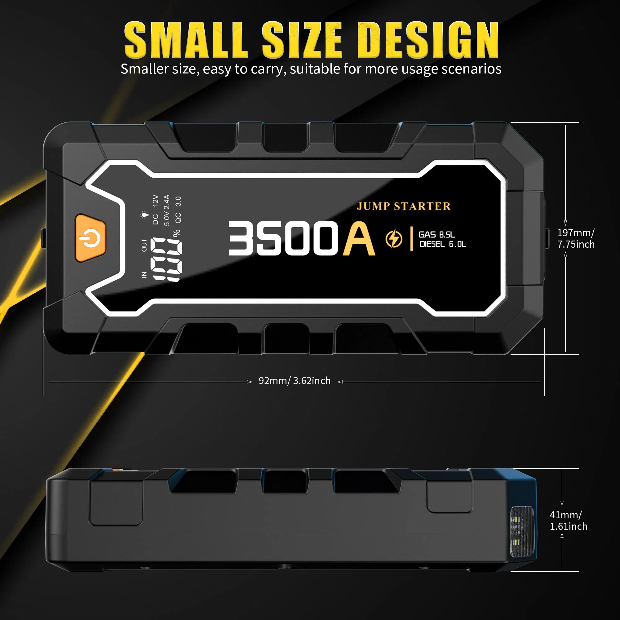 12V Engine Battery Booster Power Bank Peak Current 2000A Car Jump Starter